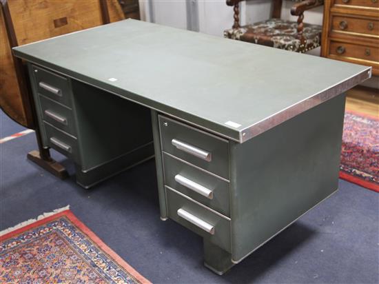 A 1960s metal desk W.153cm